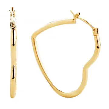 14k Dipped Heart Hoops - gold