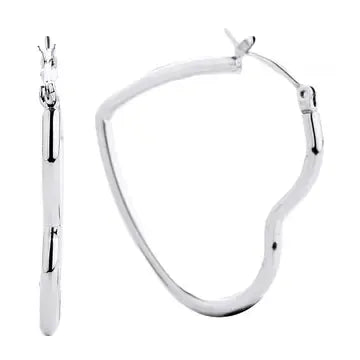 14k Dipped Heart Hoops - silver