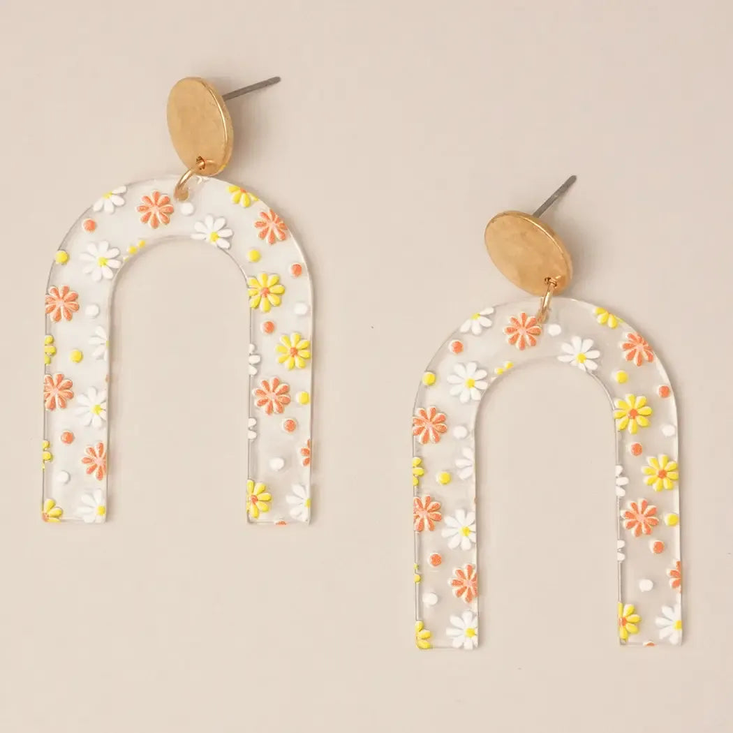 Flower U Shape Acrylic Earrings