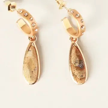 Teardrop Semi Precious Stone Hoops