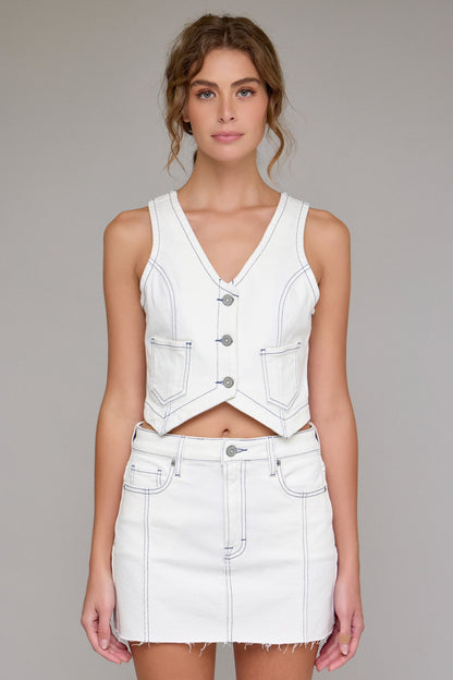White Wash High Rise Skirt