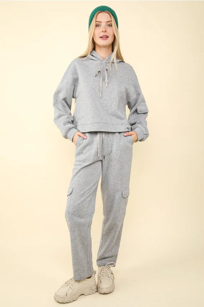 Grey Cargo Hoodie & Pants Set