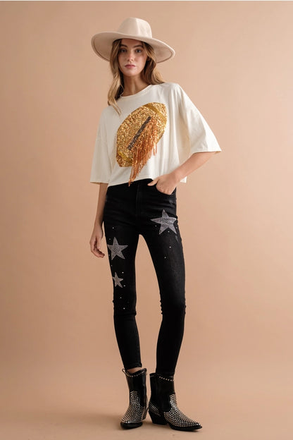 Sequin Football Crop Top