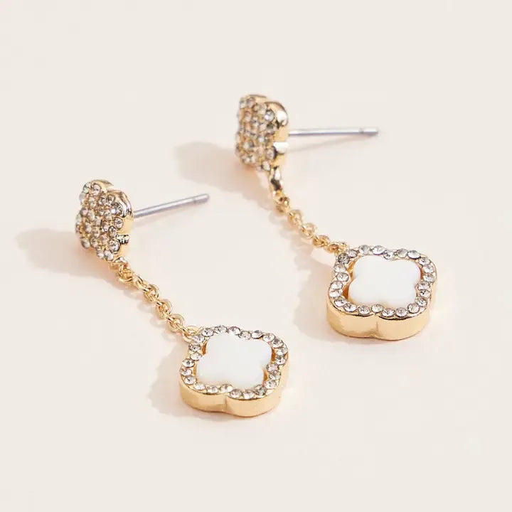Gold Clover Drop Earrings