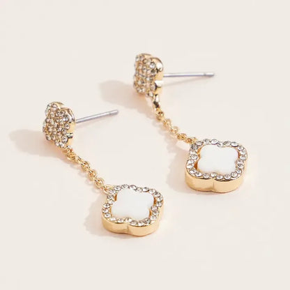 Gold Clover Drop Earrings