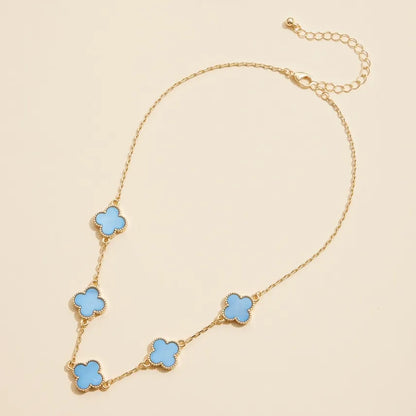Blue Clover Charm Necklace