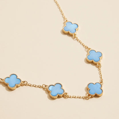 Blue Clover Charm Necklace