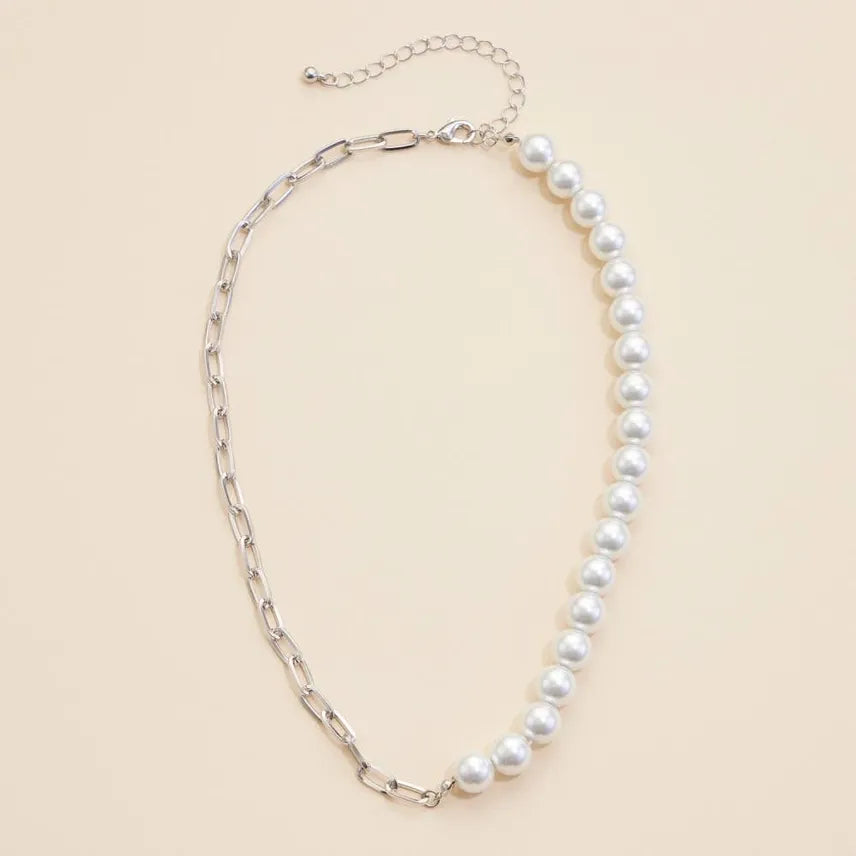 Pearl & Silver Chain Necklace