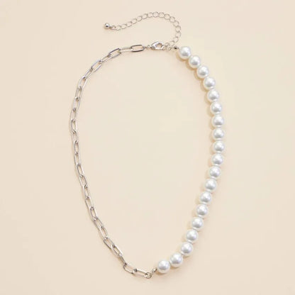 Pearl & Silver Chain Necklace