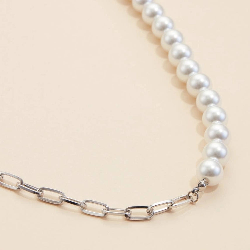 Pearl & Silver Chain Necklace