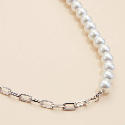 Pearl & Silver Chain Necklace