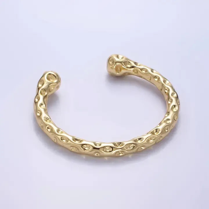 24k Gold Textured Cuff Bracelet