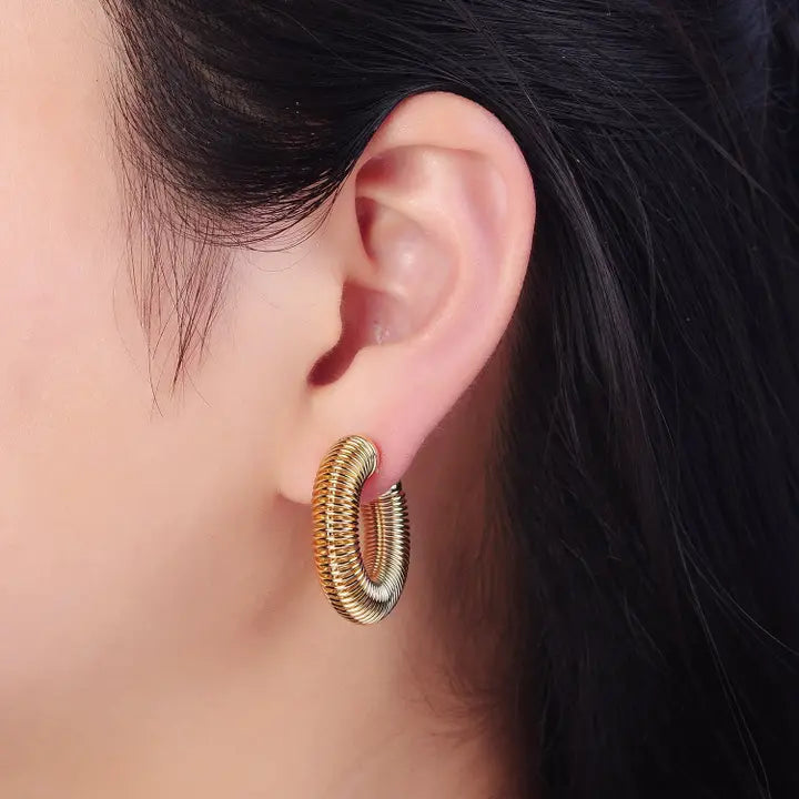 Gold Spiral Hoops