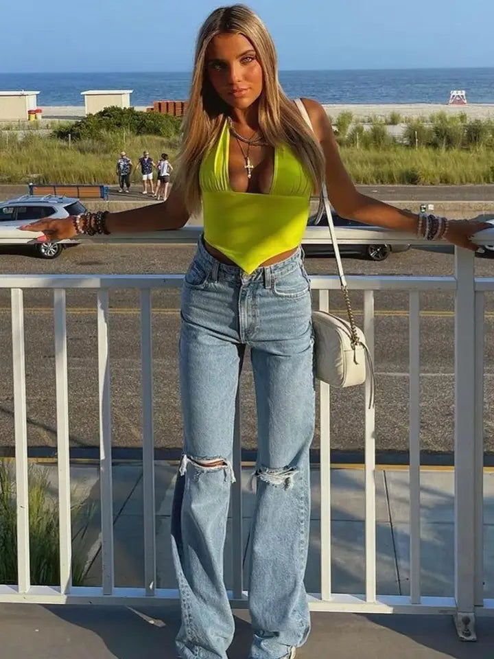 Lime Halter Cami Top