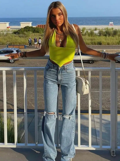 Lime Halter Cami Top
