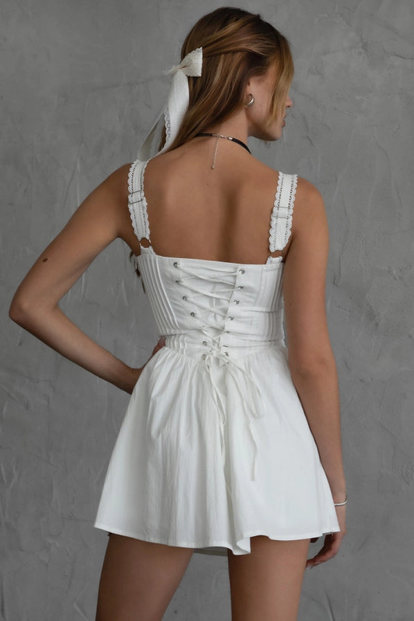White Lace Corset Mini Dress