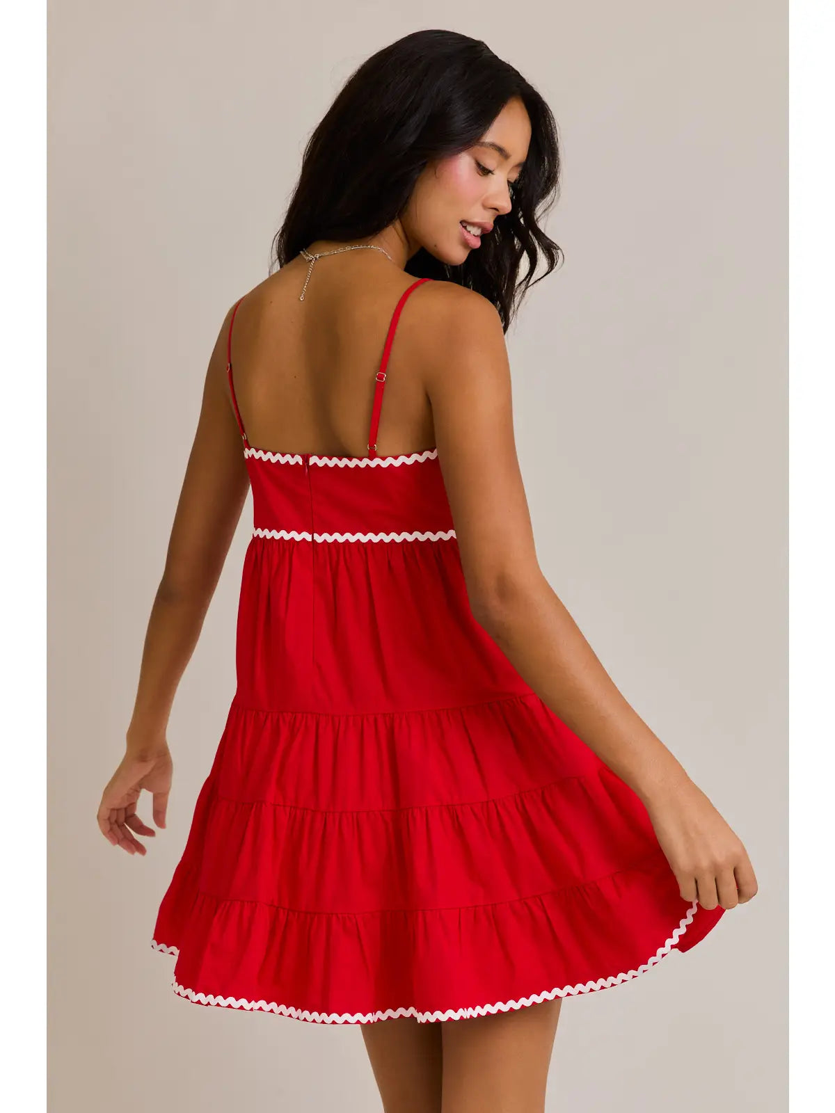 Sleeveless Red Mini Dress With Rac Trim