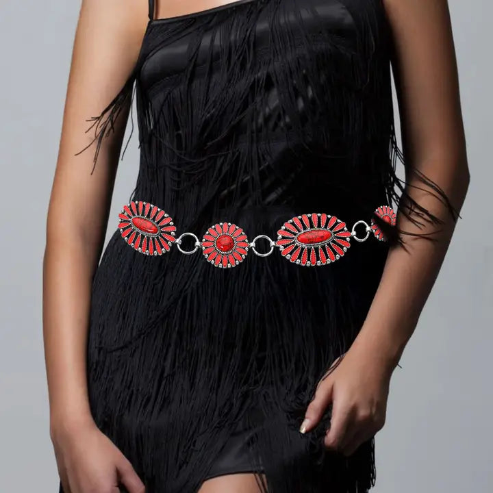 Boho Vintage Western Oval Chain Belt