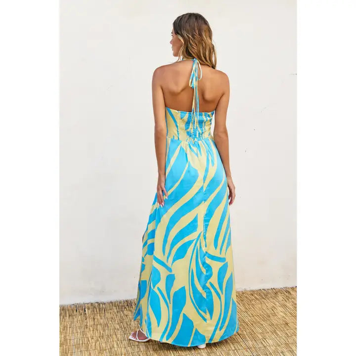 Ocean Waves Halter Maxi