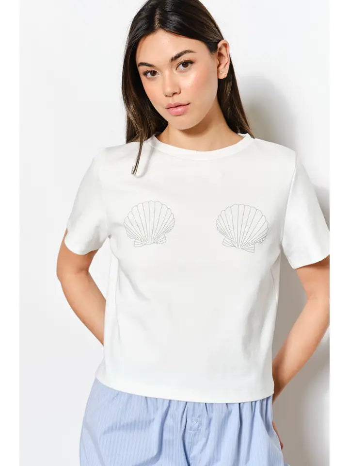 Shell Print White Tee