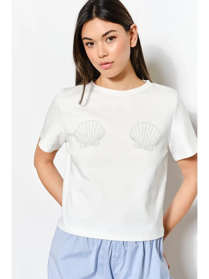 Shell Print White Tee