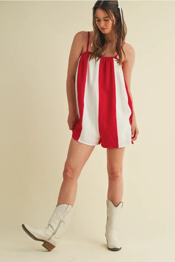 Striped Red & White Romper