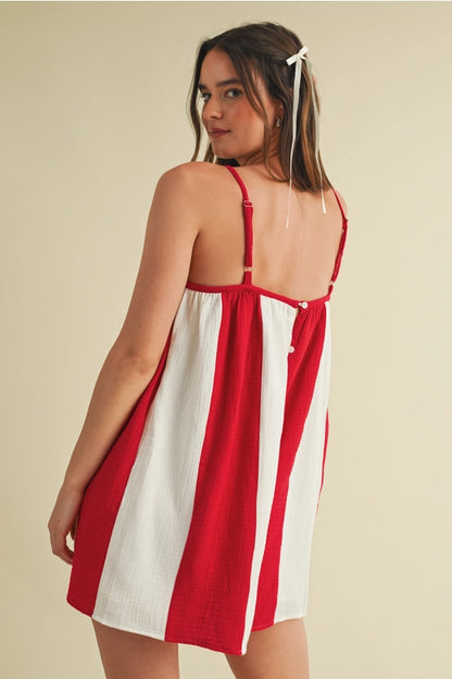 Striped Red & White Romper