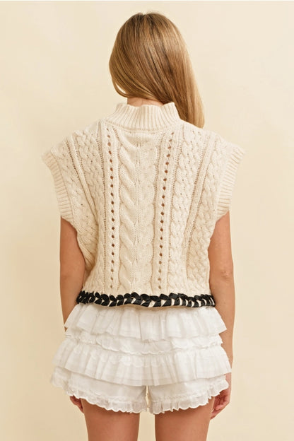 Cream Cable Knit Stitch Sweater