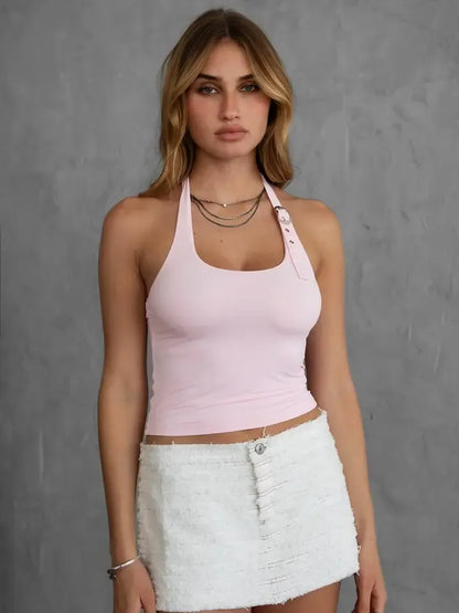 Halter Cami Top With Belted Strap