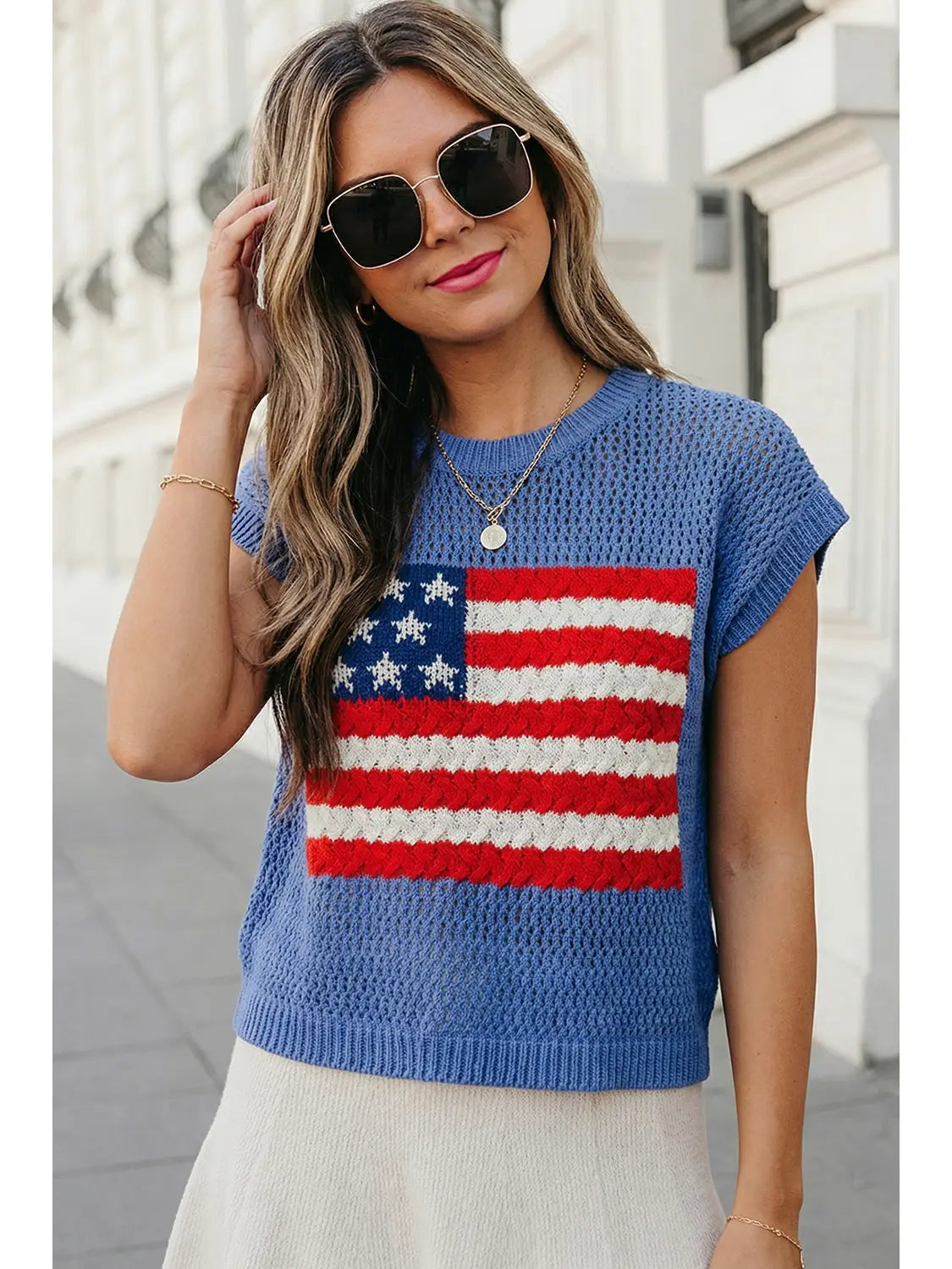 USA Flag Sweater Top