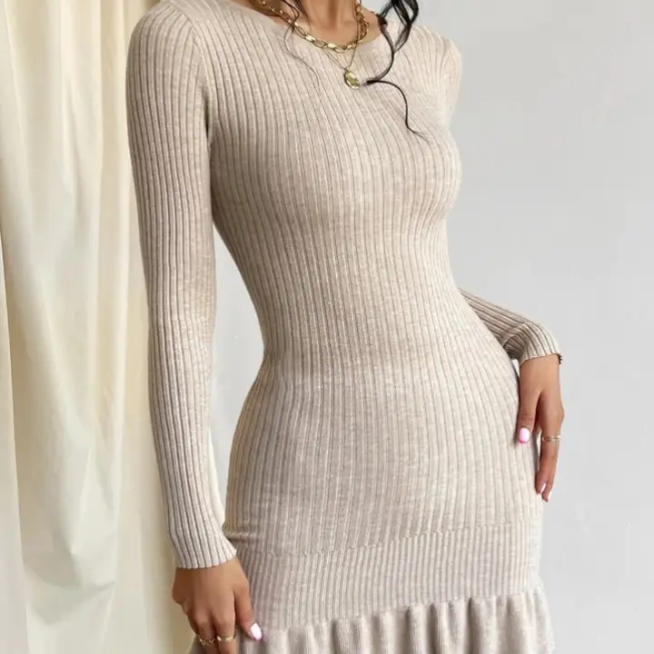 Beige Sweater Dress
