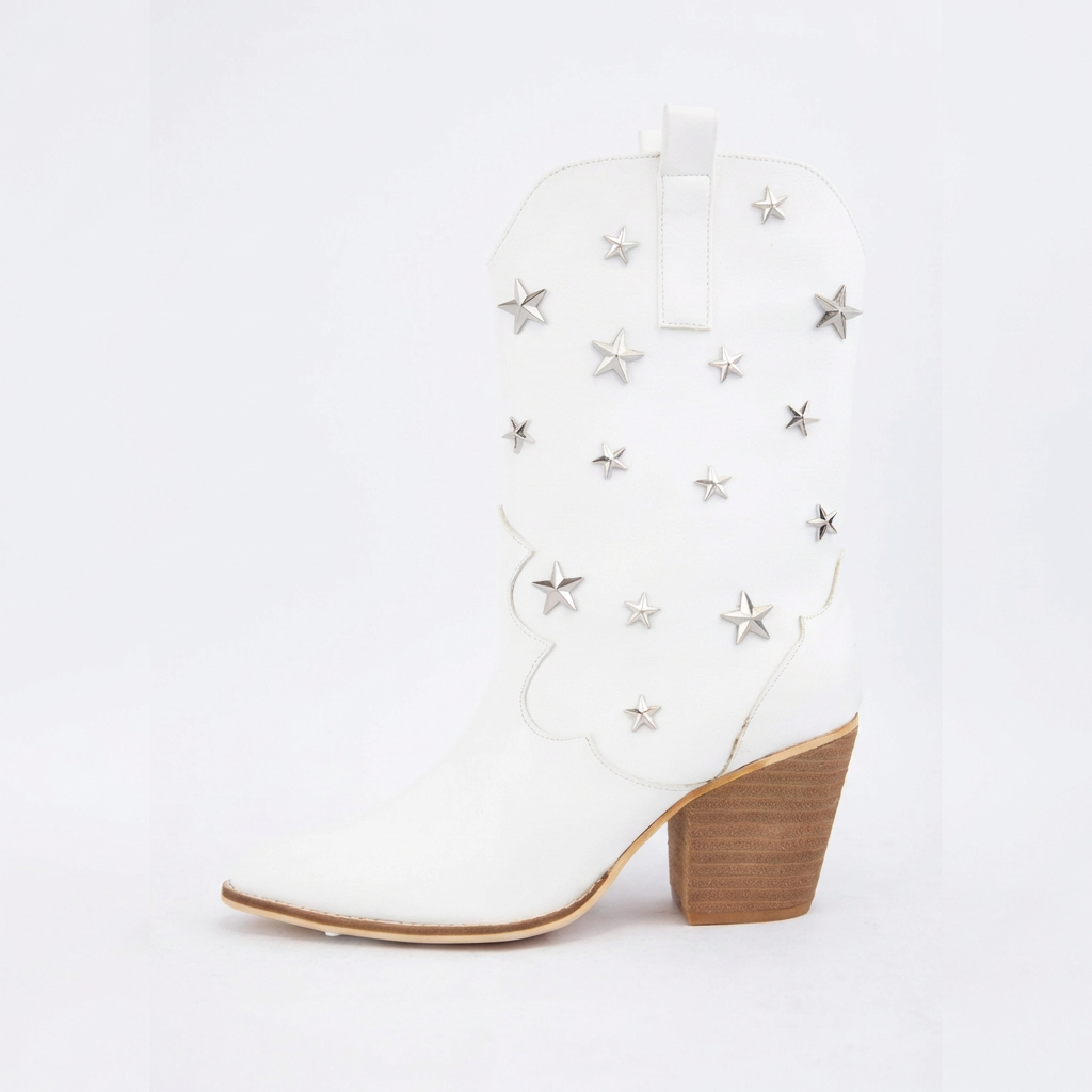 White Star Embellished Western Booties