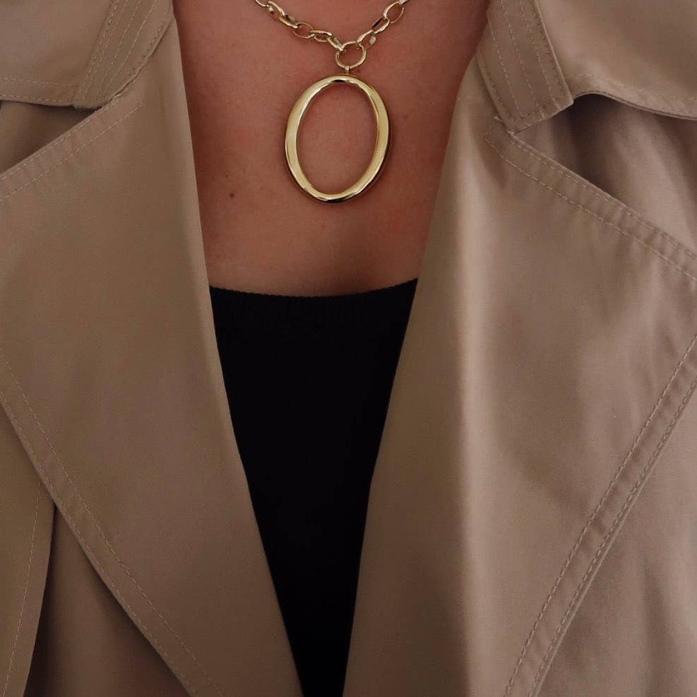 Gold Large Oval Chunky Necklace