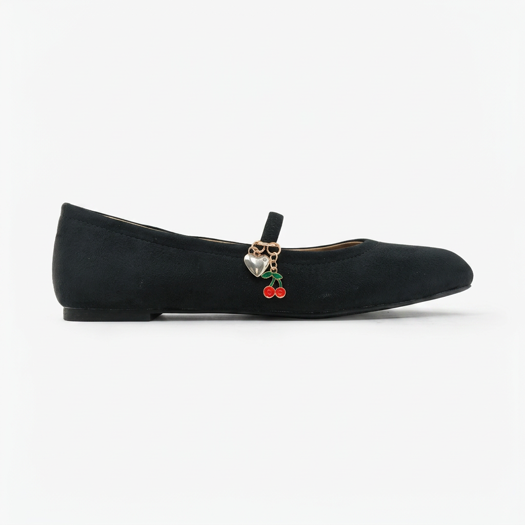 Black Ballet Flats With Charm