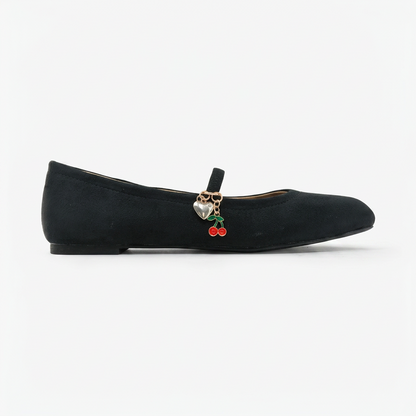 Black Ballet Flats With Charm