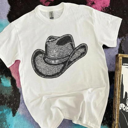 Faux Rhinestone Cowboy Hat Graphic Tee