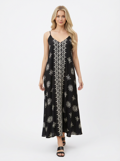 Black Printed Flowy Maxi Dress