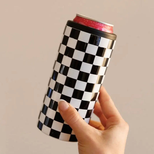 Checkerboard Slim Can Coozie