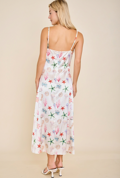 Seashell Coastal Slip Midi Dress