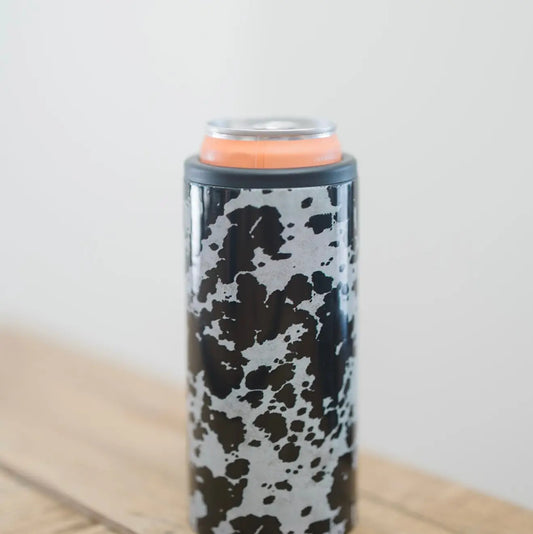 Cow Print Slim Can Coozie