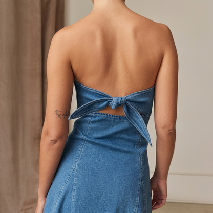 Dark Denim Strapless Dress