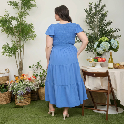 V Neck Smocked Dress