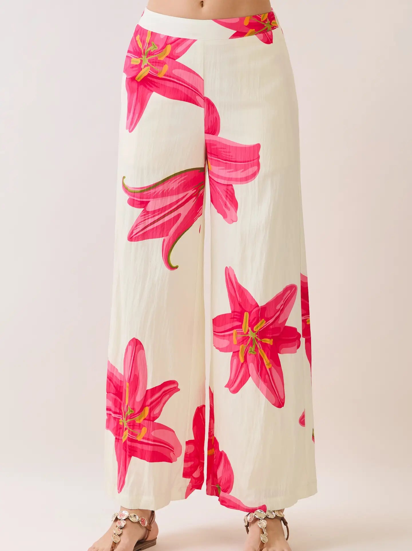 Floral Print Wide Leg Pants