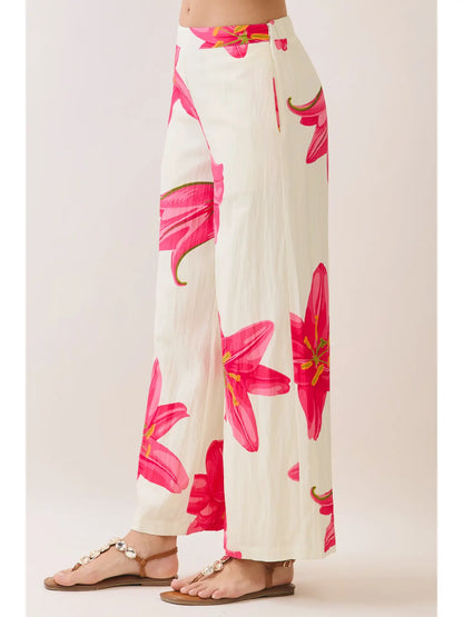Floral Print Wide Leg Pants