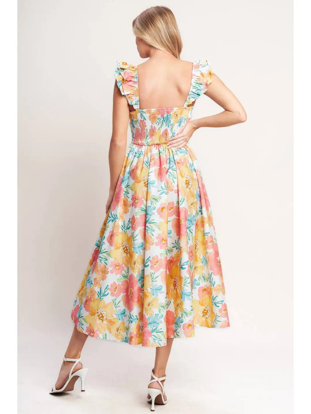 Floral Printed Woven Midi Dress