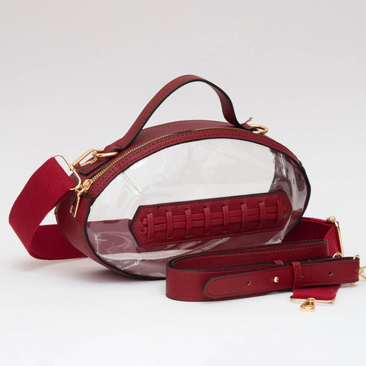 Burgundy Football Clear Crossbody Bag