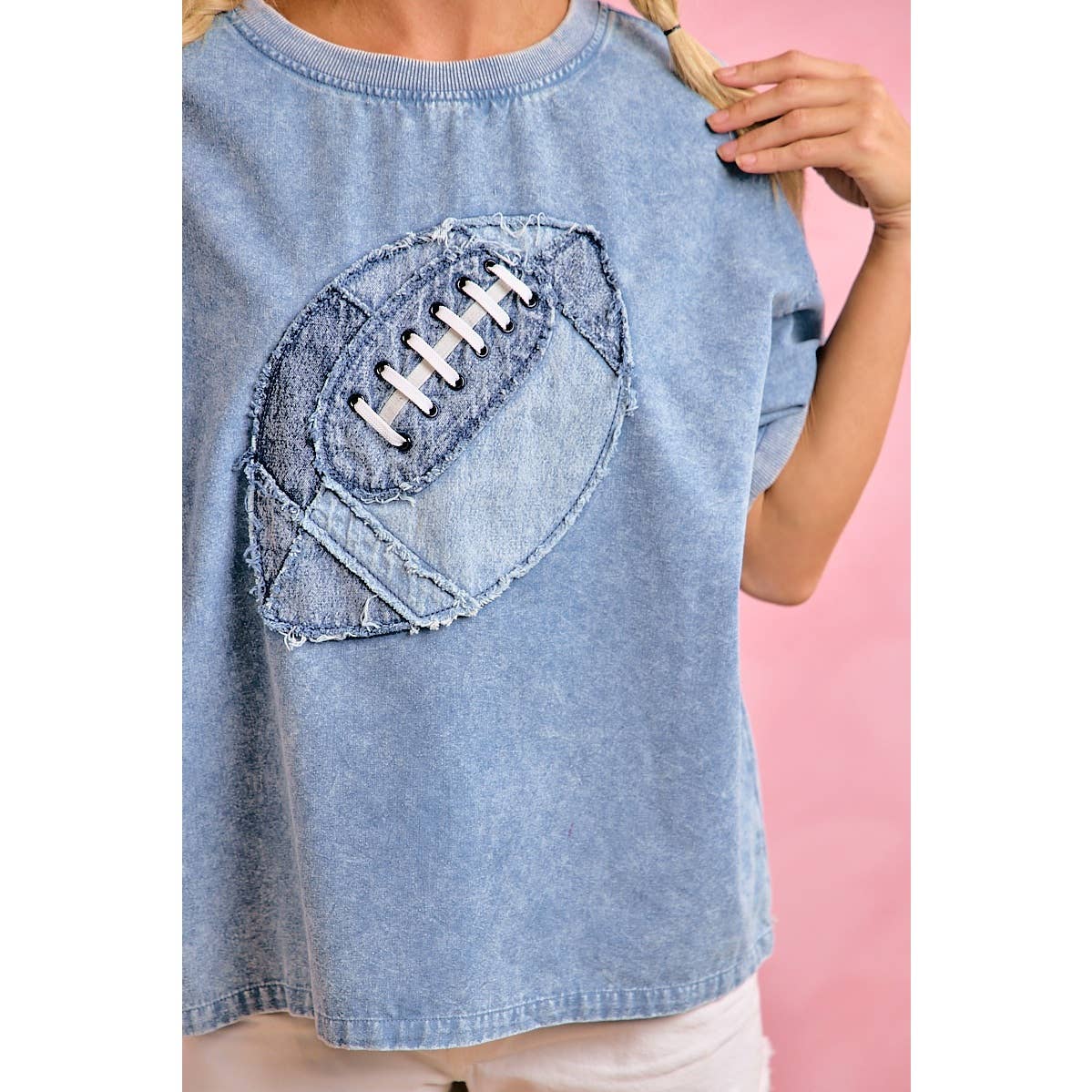 Washed Denim Football Tee