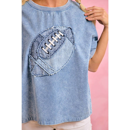 Washed Denim Football Tee