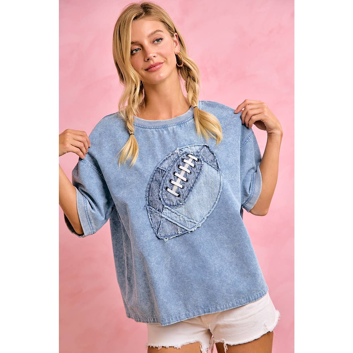 Washed Denim Football Tee