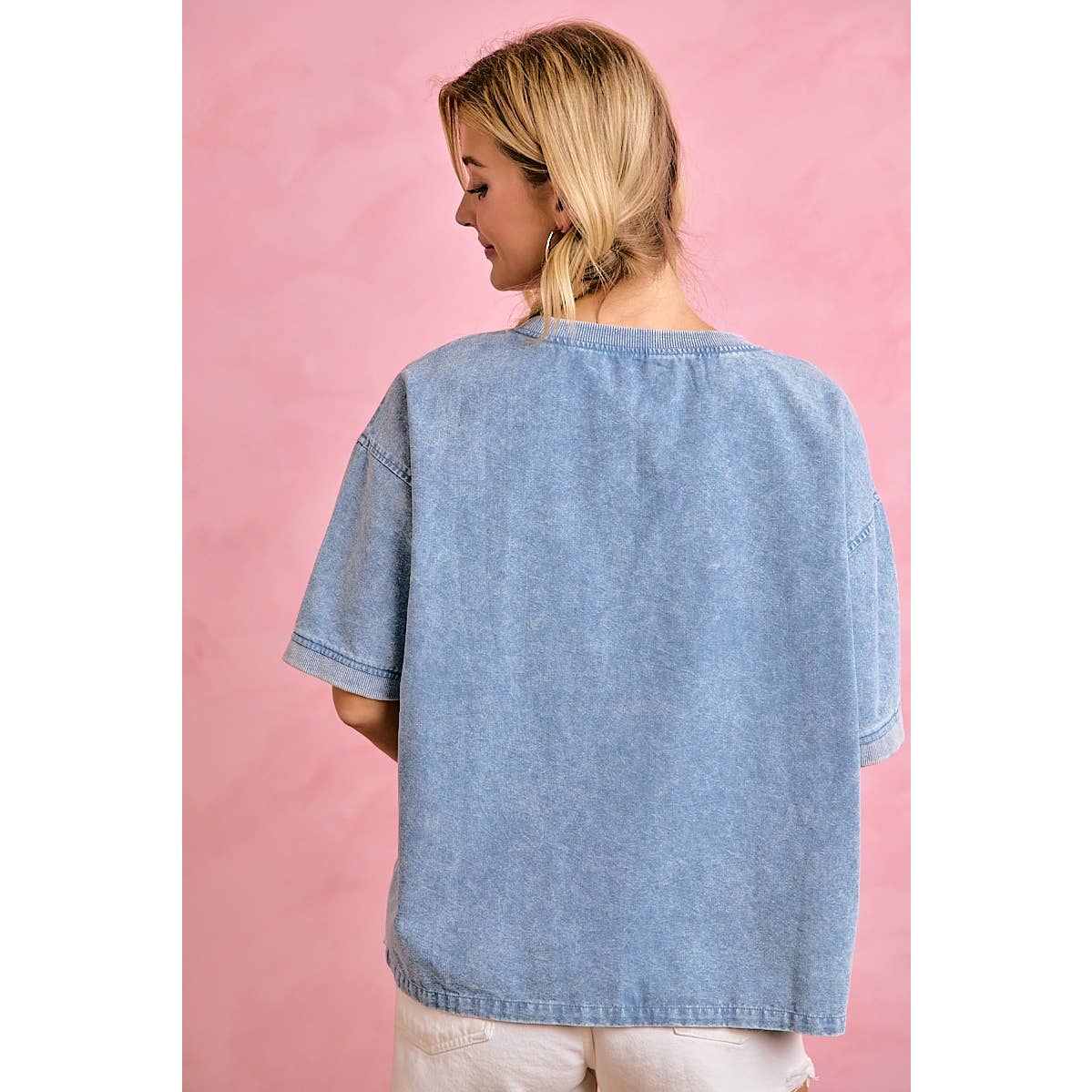 Washed Denim Football Tee